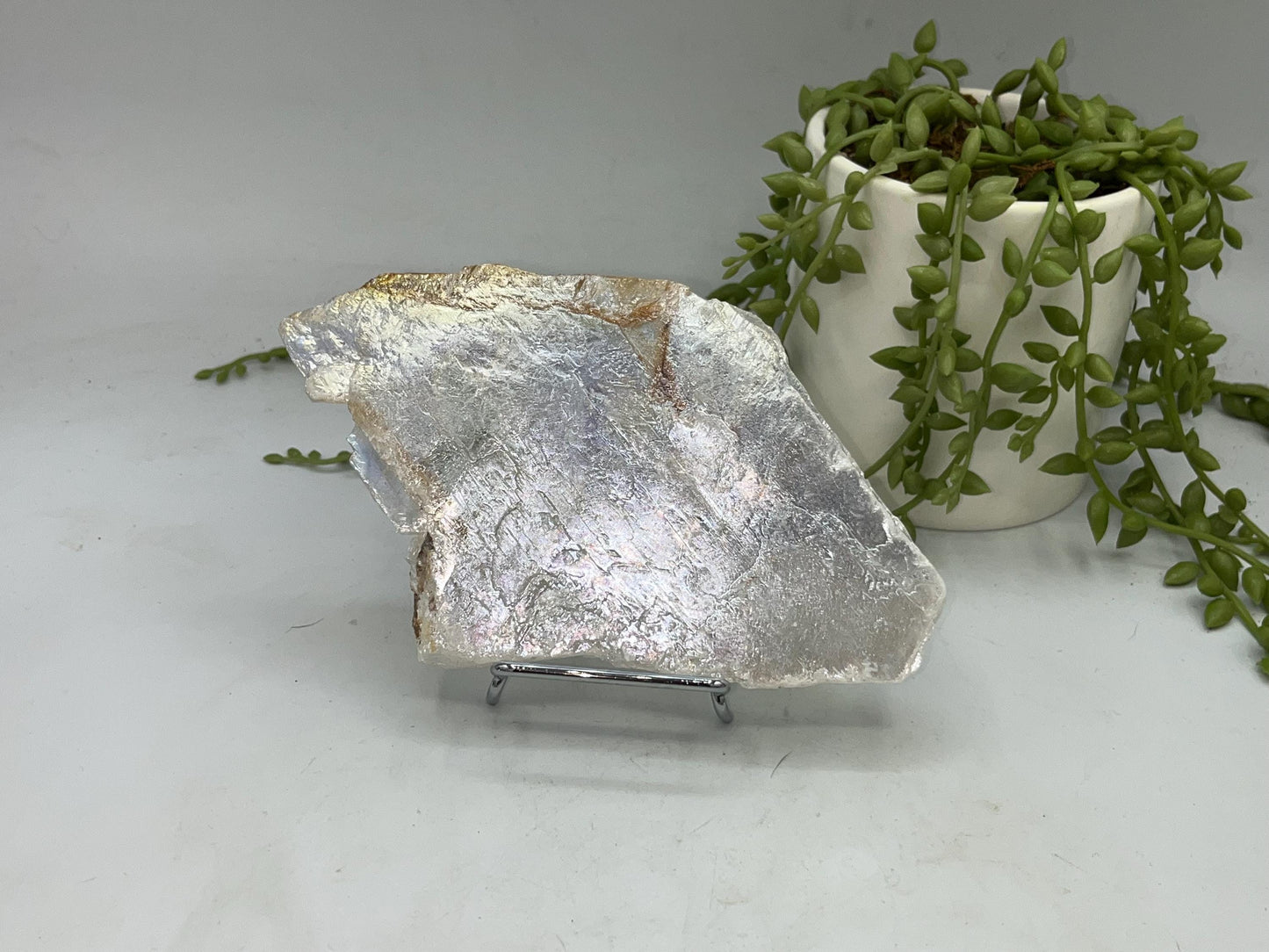Pure true Angel Aura Selenite Slab with Golden Phantom/ Healer inclusions (4), raw Selenite, Selenite **please read description**
