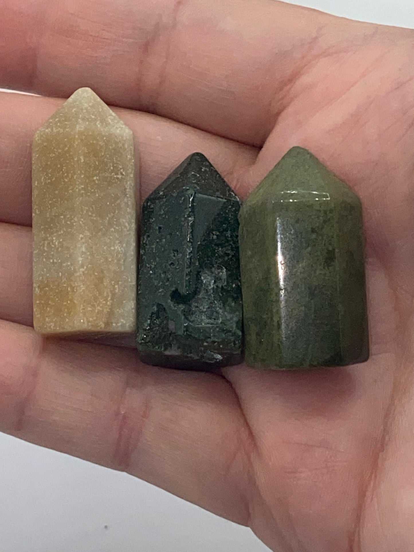 Mini Crystal tower, Crystal point, Rose Quartz, Clear Quartz, Ocean Jasper, Tigers Eye, Moss Agate, Adventurine, Mixed Mini Crystal Points