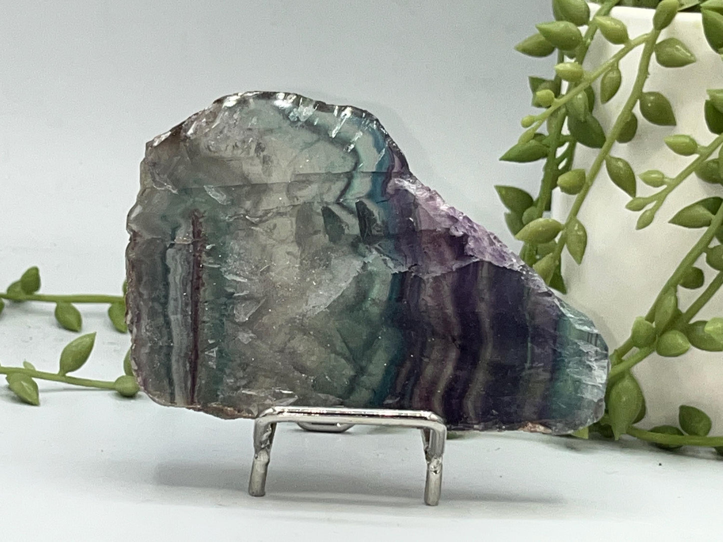 Fluorite slab/slices (A) Natural Rainbow Fluorite Slice, Crystal collection,crystal specimen, Rainbow Fluorite Slice, crystal Slice
