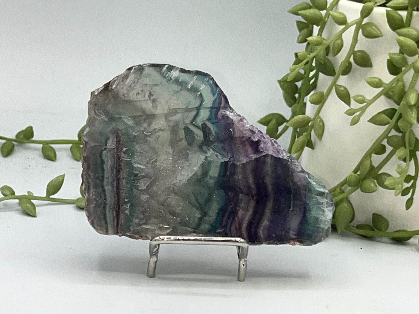 Fluorite slab/slices (A) Natural Rainbow Fluorite Slice, Crystal collection,crystal specimen, Rainbow Fluorite Slice, crystal Slice