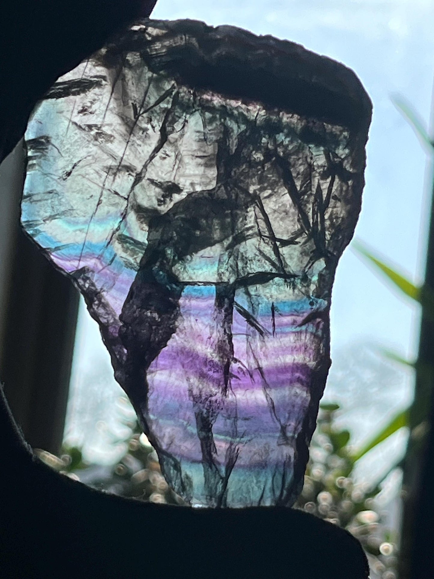 Fluorite slab/slices (A) Natural Rainbow Fluorite Slice, Crystal collection,crystal specimen, Rainbow Fluorite Slice, crystal Slice