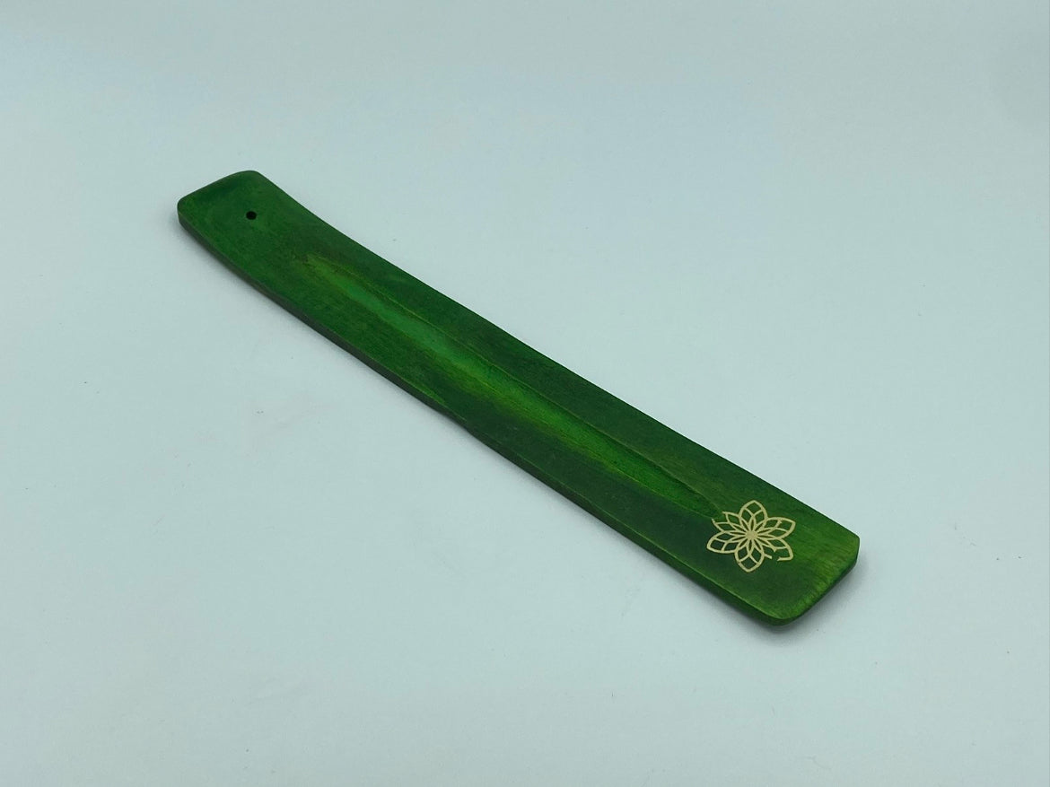 Flower pattern mango wood colourful incense holder, incense ash tray, wood incense holder,