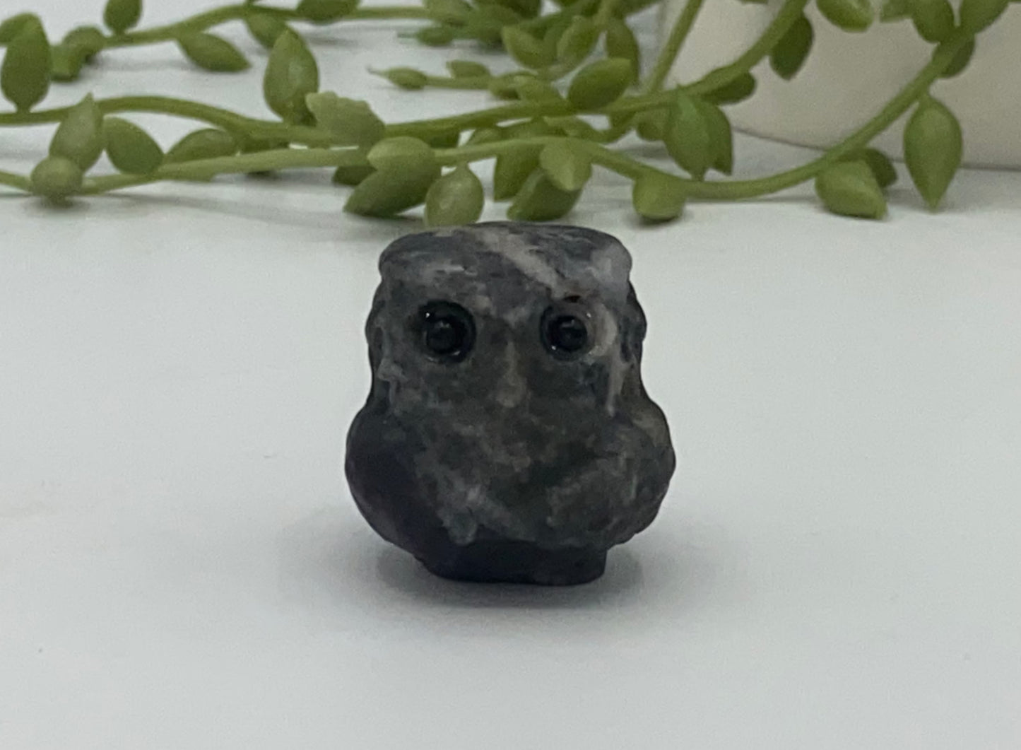 Mini owl carving. crystal animals, crystal owls, crystal carvings, natural crystal carvings quartz, pyrite, fluorite, labrodorite lepidolite