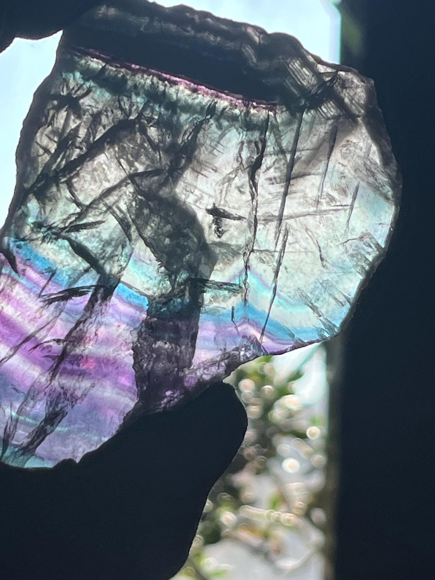 Fluorite slab/slices (A) Natural Rainbow Fluorite Slice, Crystal collection,crystal specimen, Rainbow Fluorite Slice, crystal Slice