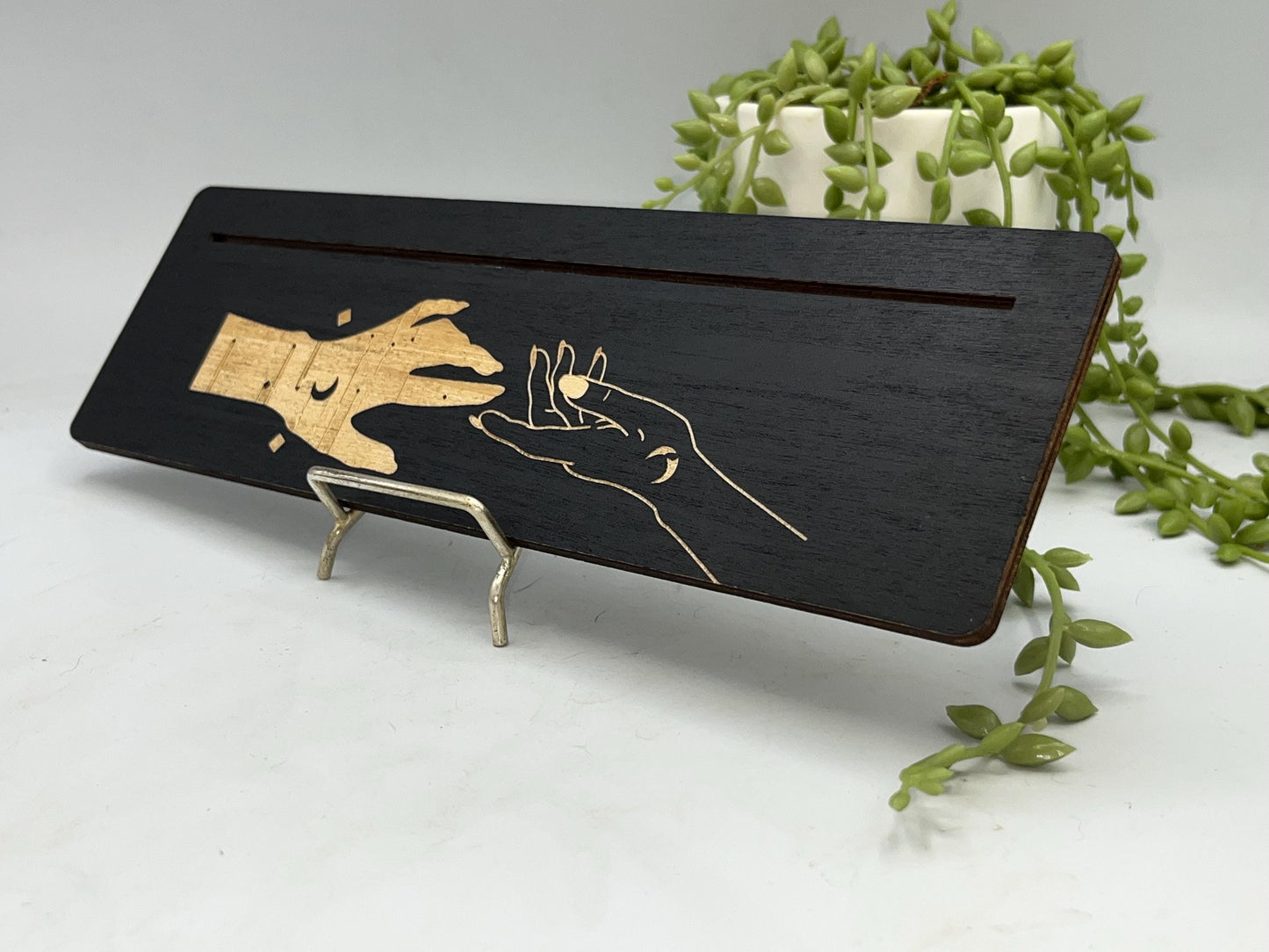 Tarot cards of the day 3 card holder. Wooden mystical hands reaching for sun and moon tarot/oracle card holder, altar stand, card of day