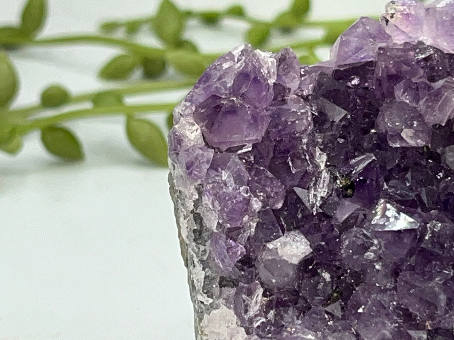 Gorgeous dark purple Amethyst cluster on quartz base. Amethyst specimen, raw crystal,