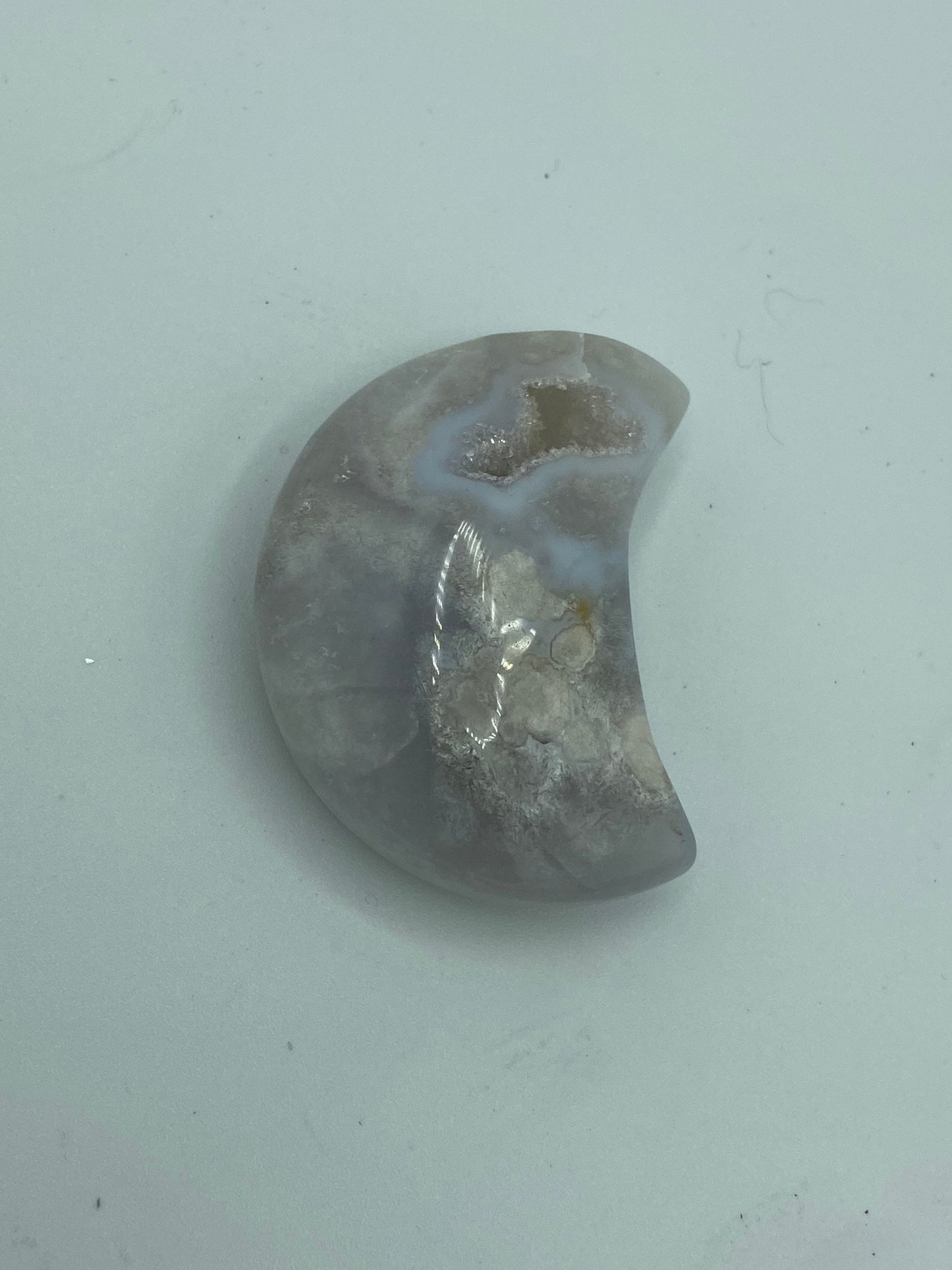 FLOWER AGATE MOON, Cherry Blossom, Choice, Polished Crystal, manifest dreams, eradicate self doubt, sacred femininity, grounding,