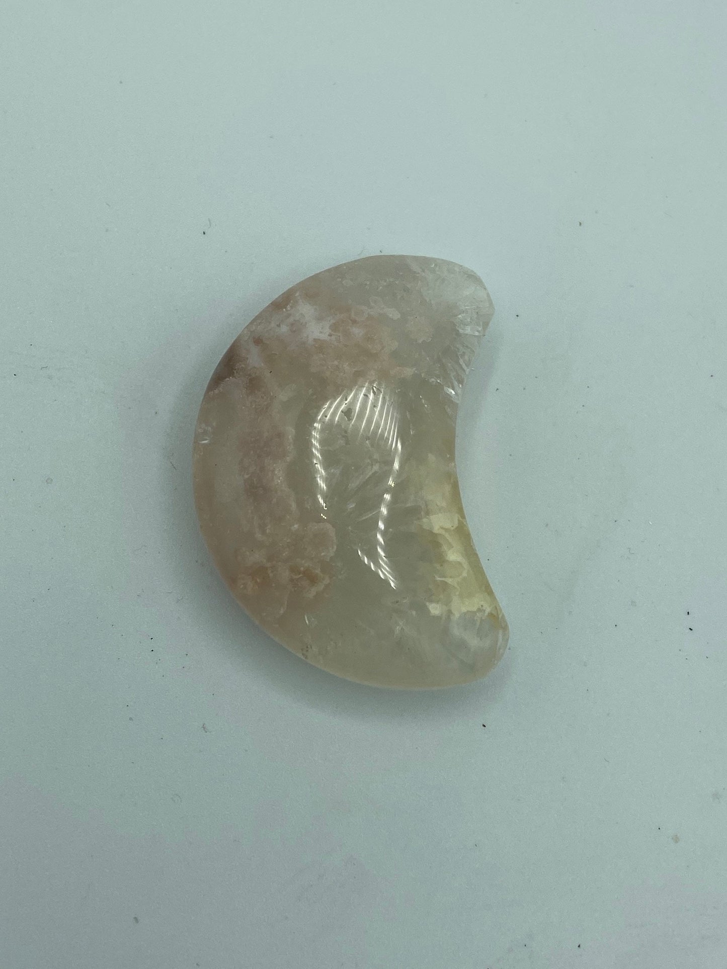 FLOWER AGATE MOON, Cherry Blossom, Choice, Polished Crystal, manifest dreams, eradicate self doubt, sacred femininity, grounding,