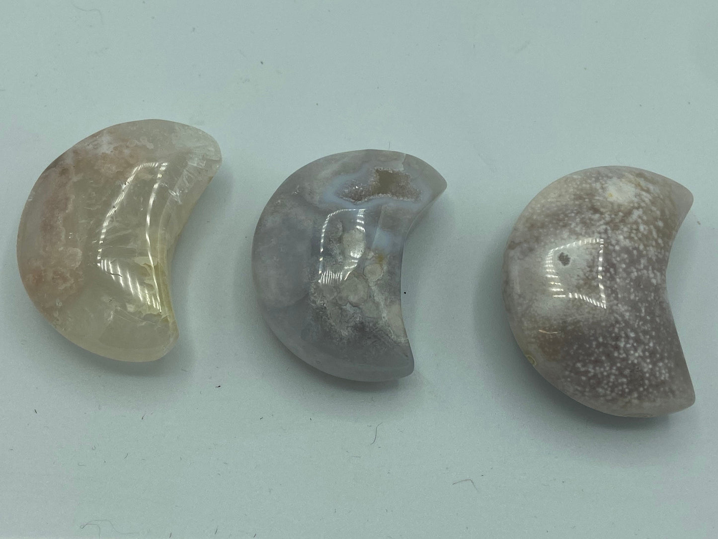 FLOWER AGATE MOON, Cherry Blossom, Choice, Polished Crystal, manifest dreams, eradicate self doubt, sacred femininity, grounding,