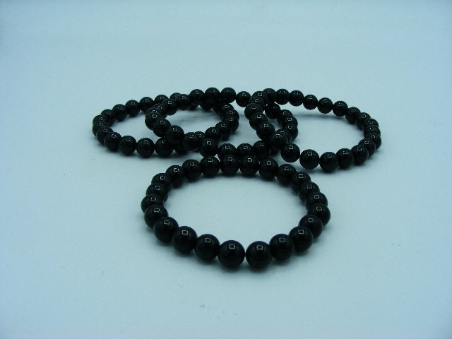 8mm Black Obsidian stretch beaded bracelet, gemstone bracelet, Crystal jewellery