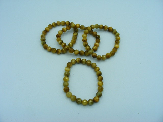 Honey Gold Tigers Eye Beaded Bracelet, golden tigers eye, cats eye. Gift For Him/Her/They, Natural Gemstone Crystal,