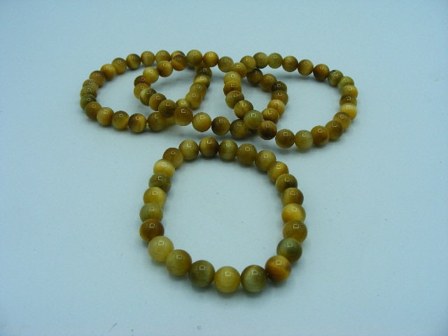 Honey Gold Tigers Eye Beaded Bracelet, golden tigers eye, cats eye. Gift For Him/Her/They, Natural Gemstone Crystal,