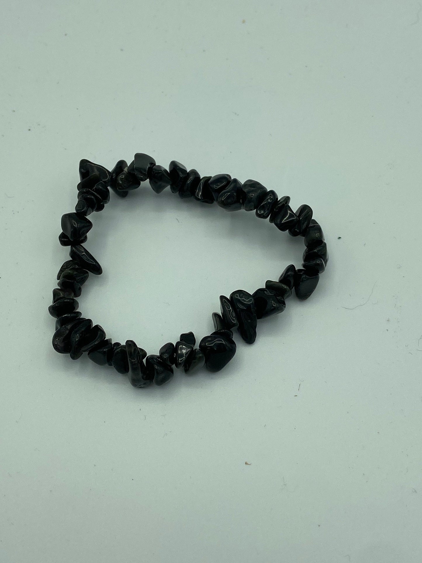 Elegant Black Obsidian stretch chip bracelet, gemstone bracelet, Crystal jewellery