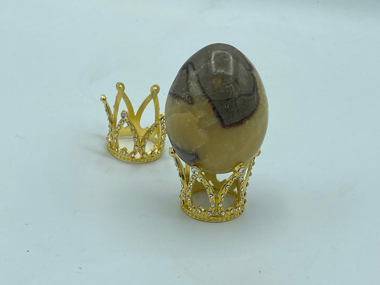 Medium Crown Sphere Stand, gold sphere stand, diamond style crown.