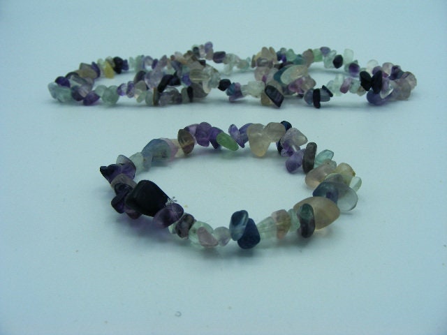 Rainbow Fluorite Chip Bracelet, Gemstone Bracelet, Chunky Chip Stretch Bracelet, Fluorite Jewellery, Beaded Bracelet, Jewellery Gift.