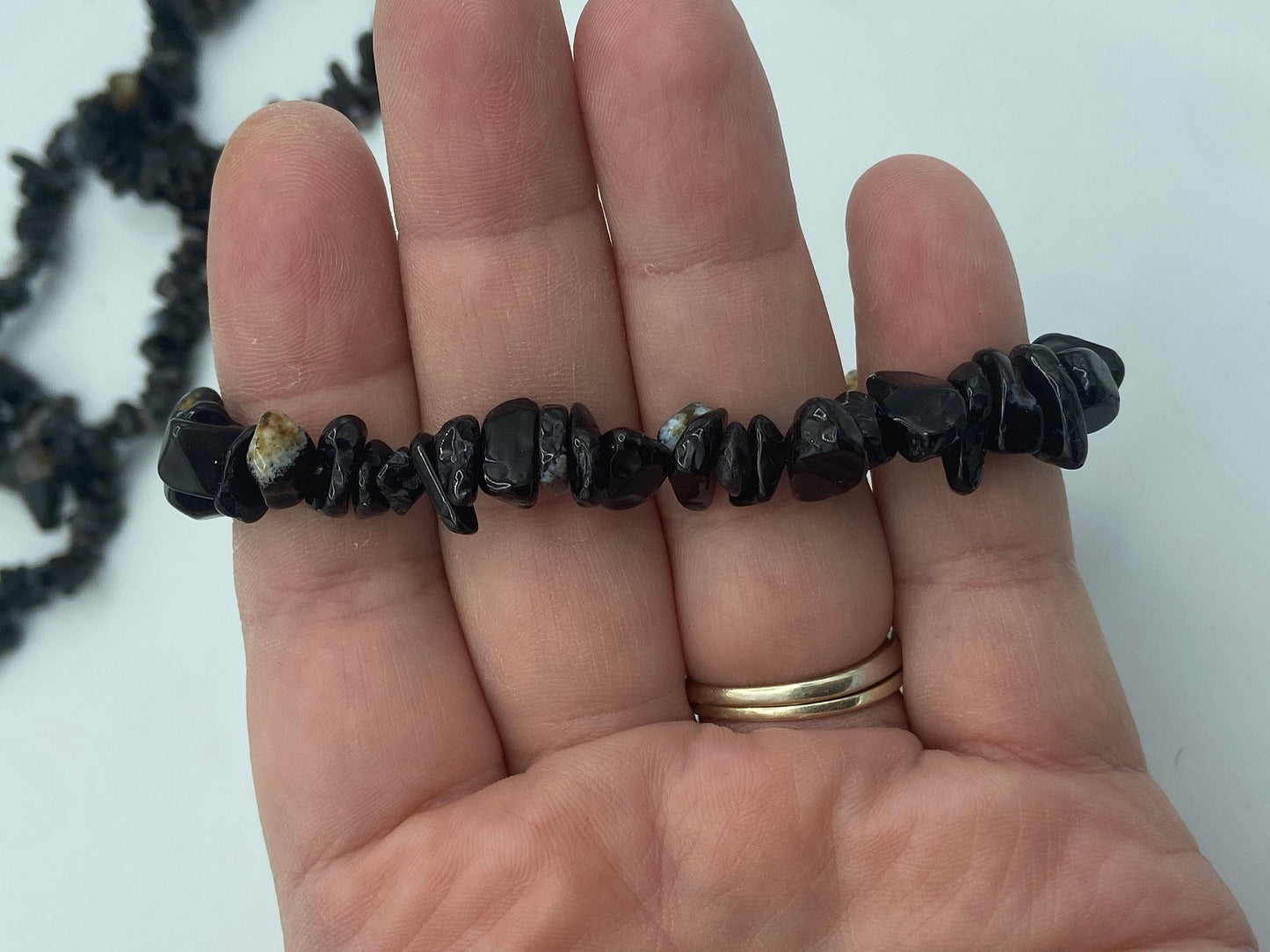 Elegant Black Onyx stretch chip bracelet, gemstone bracelet, Crystal jewellery