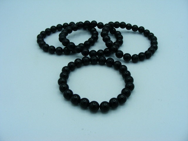 8mm Black Obsidian stretch beaded bracelet, gemstone bracelet, Crystal jewellery
