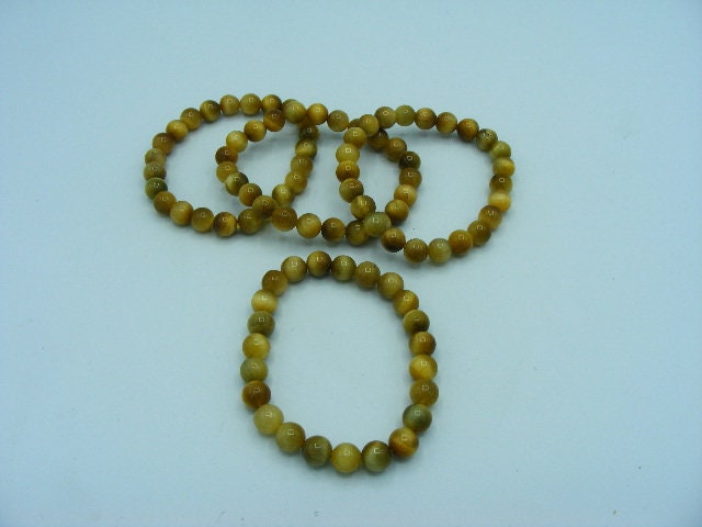 Honey Gold Tigers Eye Beaded Bracelet, golden tigers eye, cats eye. Gift For Him/Her/They, Natural Gemstone Crystal,