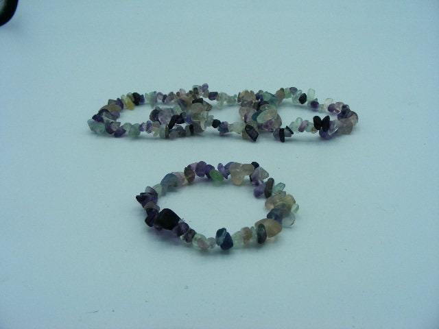 Rainbow Fluorite Chip Bracelet, Gemstone Bracelet, Chunky Chip Stretch Bracelet, Fluorite Jewellery, Beaded Bracelet, Jewellery Gift.