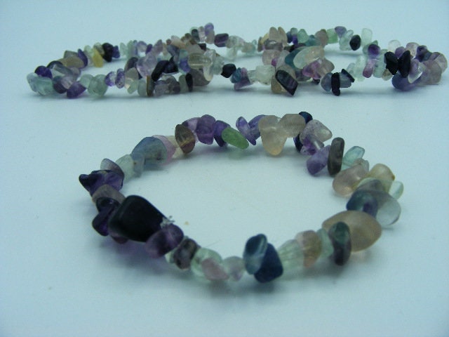 Rainbow Fluorite Chip Bracelet, Gemstone Bracelet, Chunky Chip Stretch Bracelet, Fluorite Jewellery, Beaded Bracelet, Jewellery Gift.