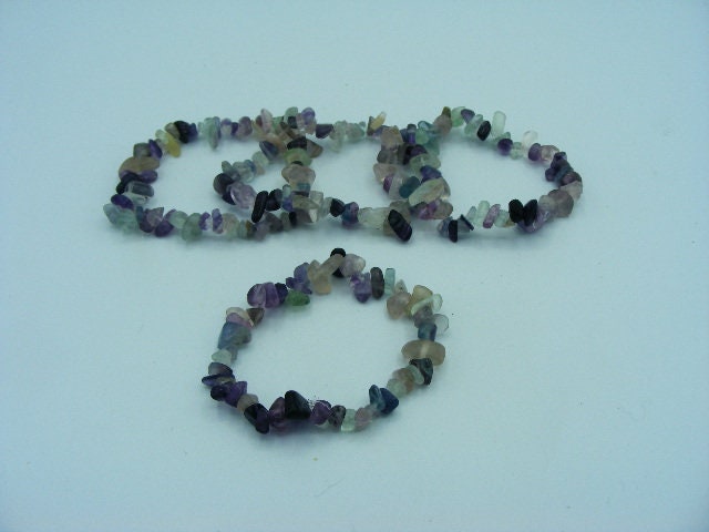 Rainbow Fluorite Chip Bracelet, Gemstone Bracelet, Chunky Chip Stretch Bracelet, Fluorite Jewellery, Beaded Bracelet, Jewellery Gift.