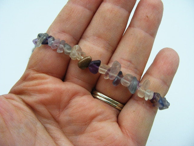 Rainbow Fluorite Chip Bracelet, Gemstone Bracelet, Chunky Chip Stretch Bracelet, Fluorite Jewellery, Beaded Bracelet, Jewellery Gift.