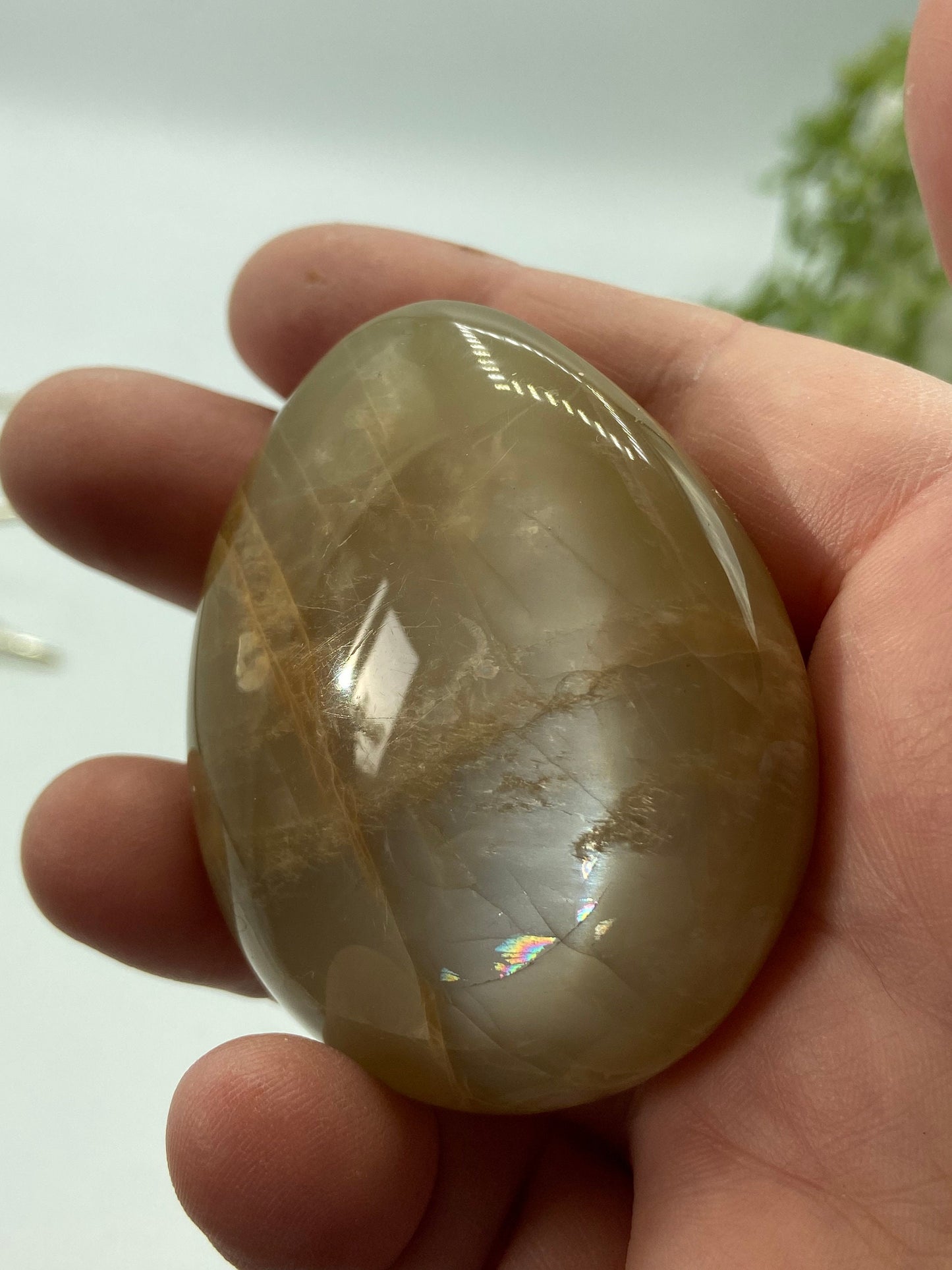 Flashy Peach Moonstone Palm stone/palmstone, crystal palms, moonstone,