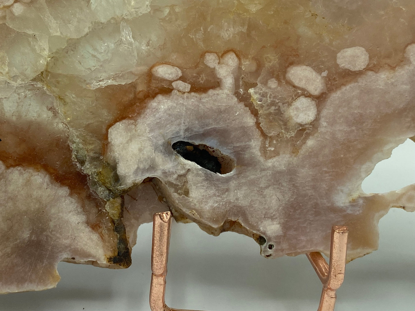 Pink amethyst with flower agate slab (I) druzy slice specimen
