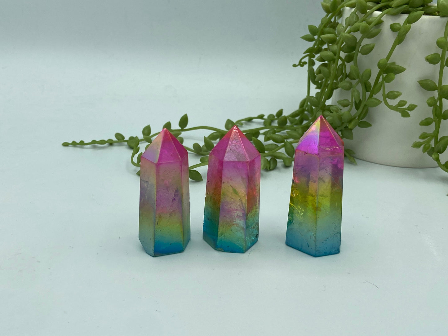 Angel aura quartz tower, cotton Candy, rainbow, iridescent, unicorn point, Quartz Wand Point, Home Decoration, Specimem