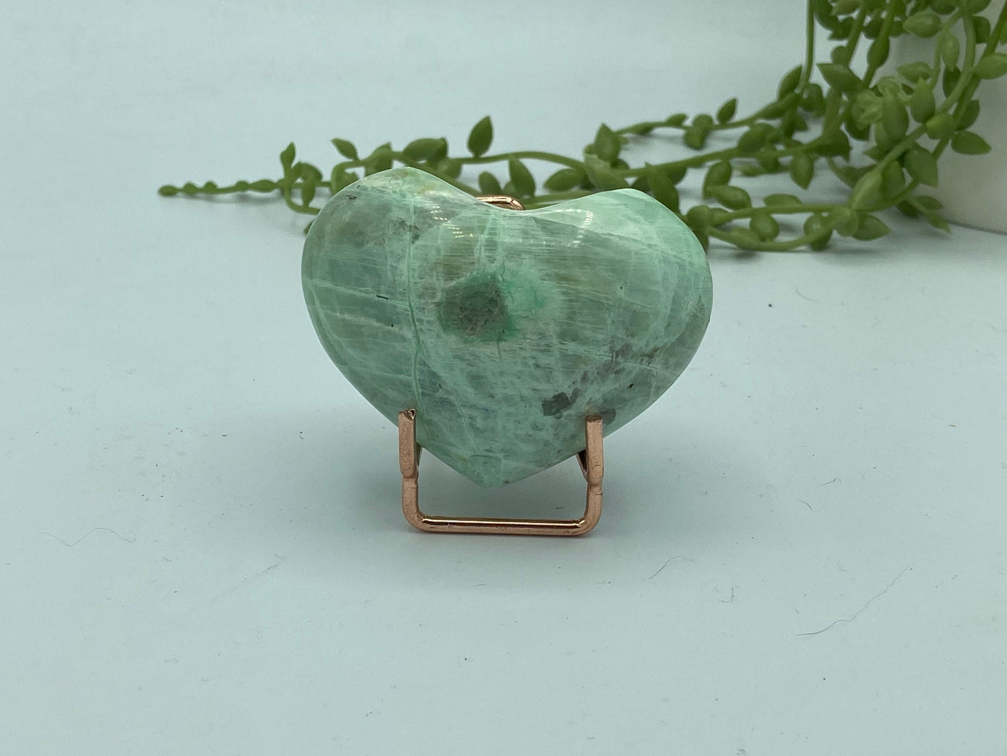 Gorgeous green moonstone heart, (E) Garnierite, moonstone Crystal, green crystal/gemstone, heart chakra, feminine energy