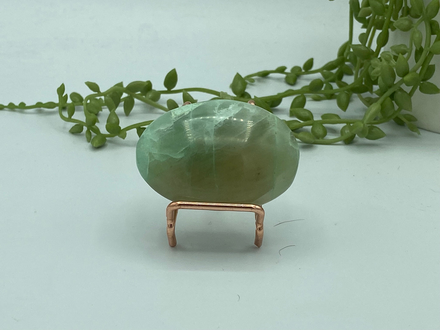 Gorgeous green moonstone palmstone, (C) Garnierite, moonstone Crystal, green crystal/gemstone, heart chakra, feminine energy