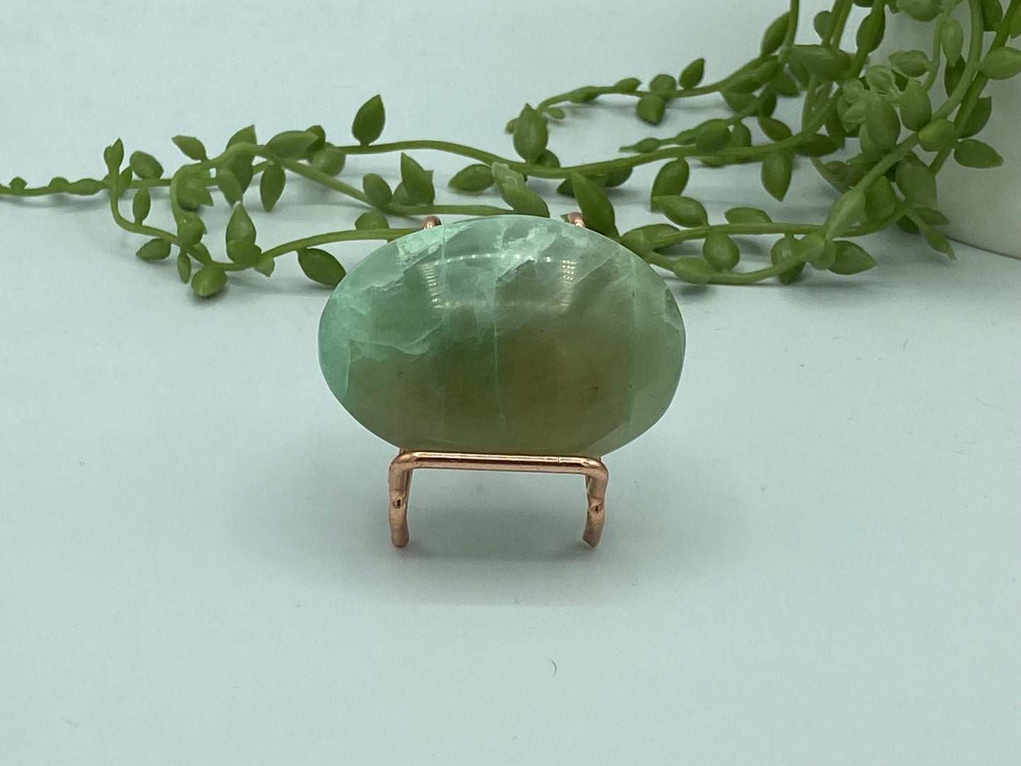 Gorgeous green moonstone palmstone, (C) Garnierite, moonstone Crystal, green crystal/gemstone, heart chakra, feminine energy
