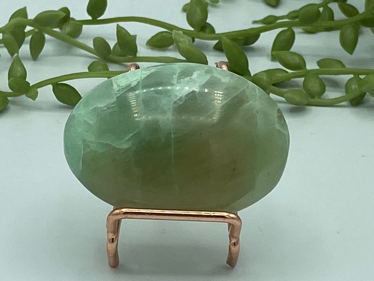 Gorgeous green moonstone palmstone, (C) Garnierite, moonstone Crystal, green crystal/gemstone, heart chakra, feminine energy