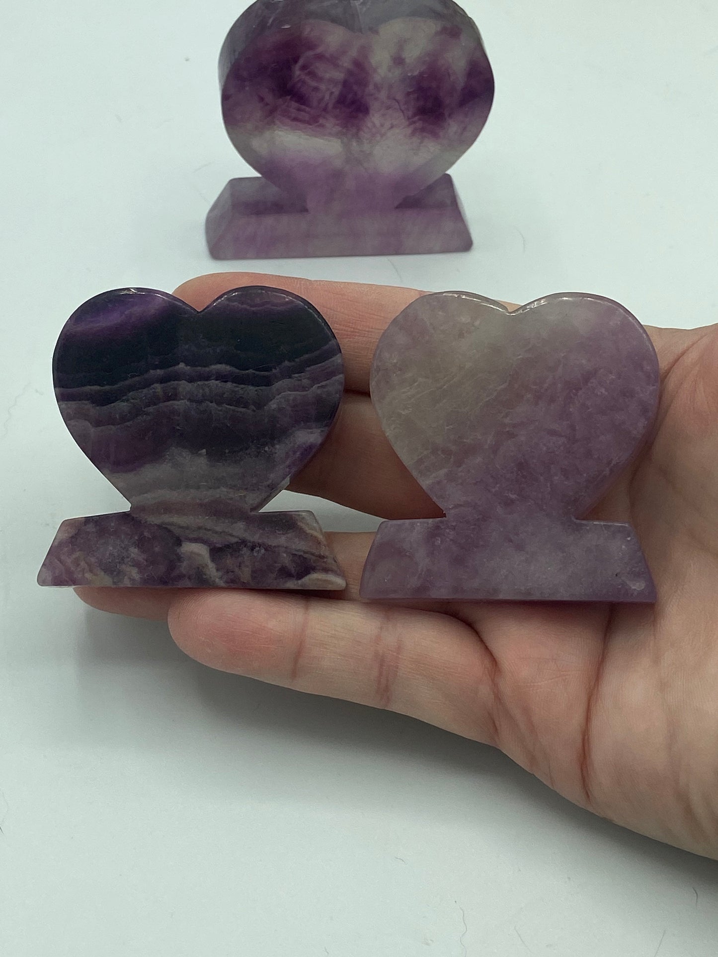 Fluorite Heart, freestanding carving, purple fluorite