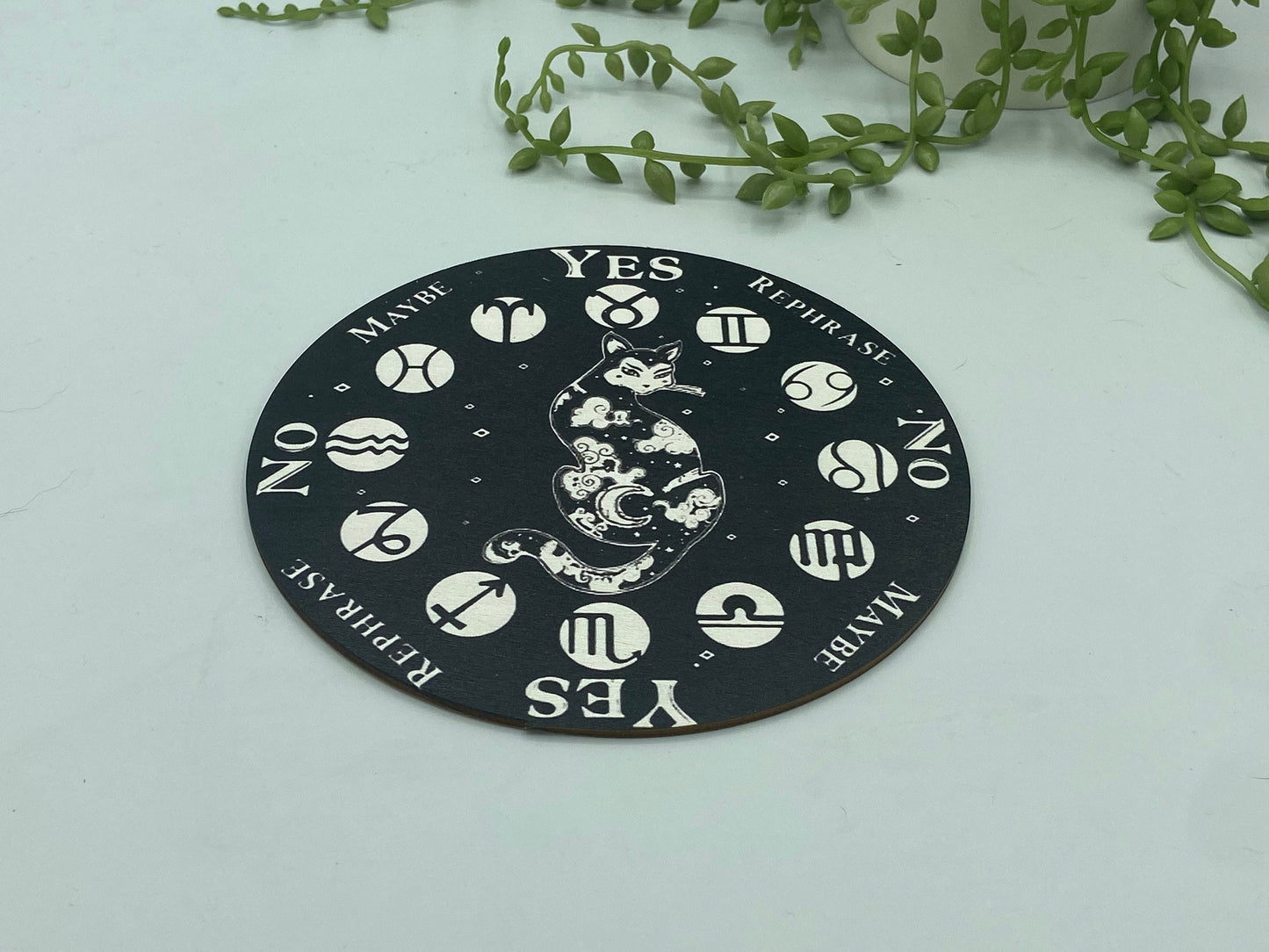 Wooden Cat pattern sprit/dowsing board, pendulum board, scrying, divination reading, Fortune telling, astrology,