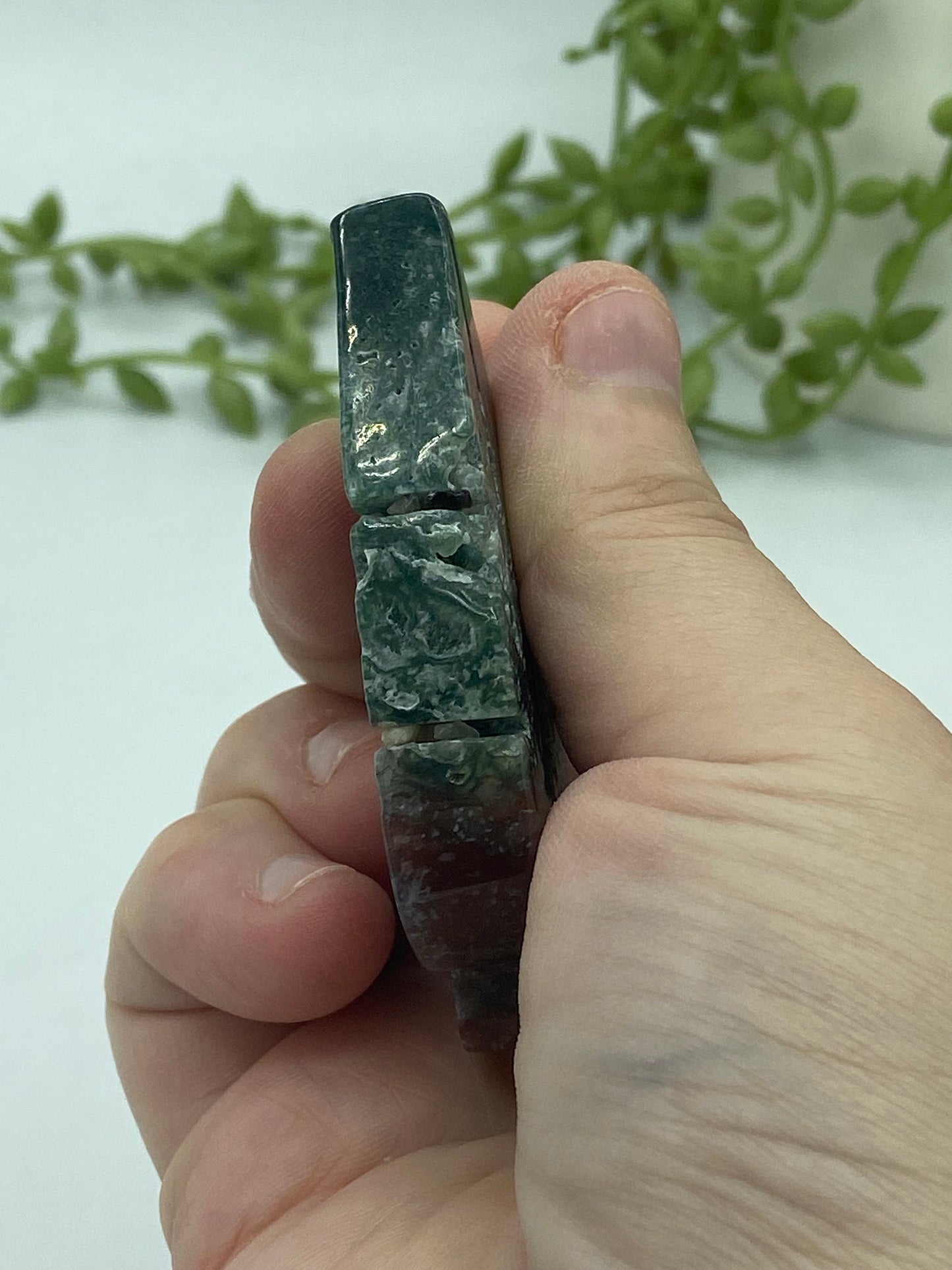 Ocean Jasper leaf. Orbicular Jasper, Atlantis stone, cellular Jasper, stone carving