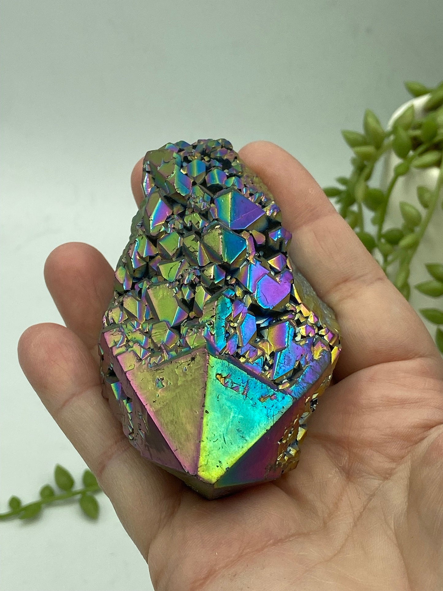 Natural Rainbow Titanium Aura Quartz Crystal Cluster, Crystal Point, Quartz, Mineral Specimen, Home decoration, Reiki Healing