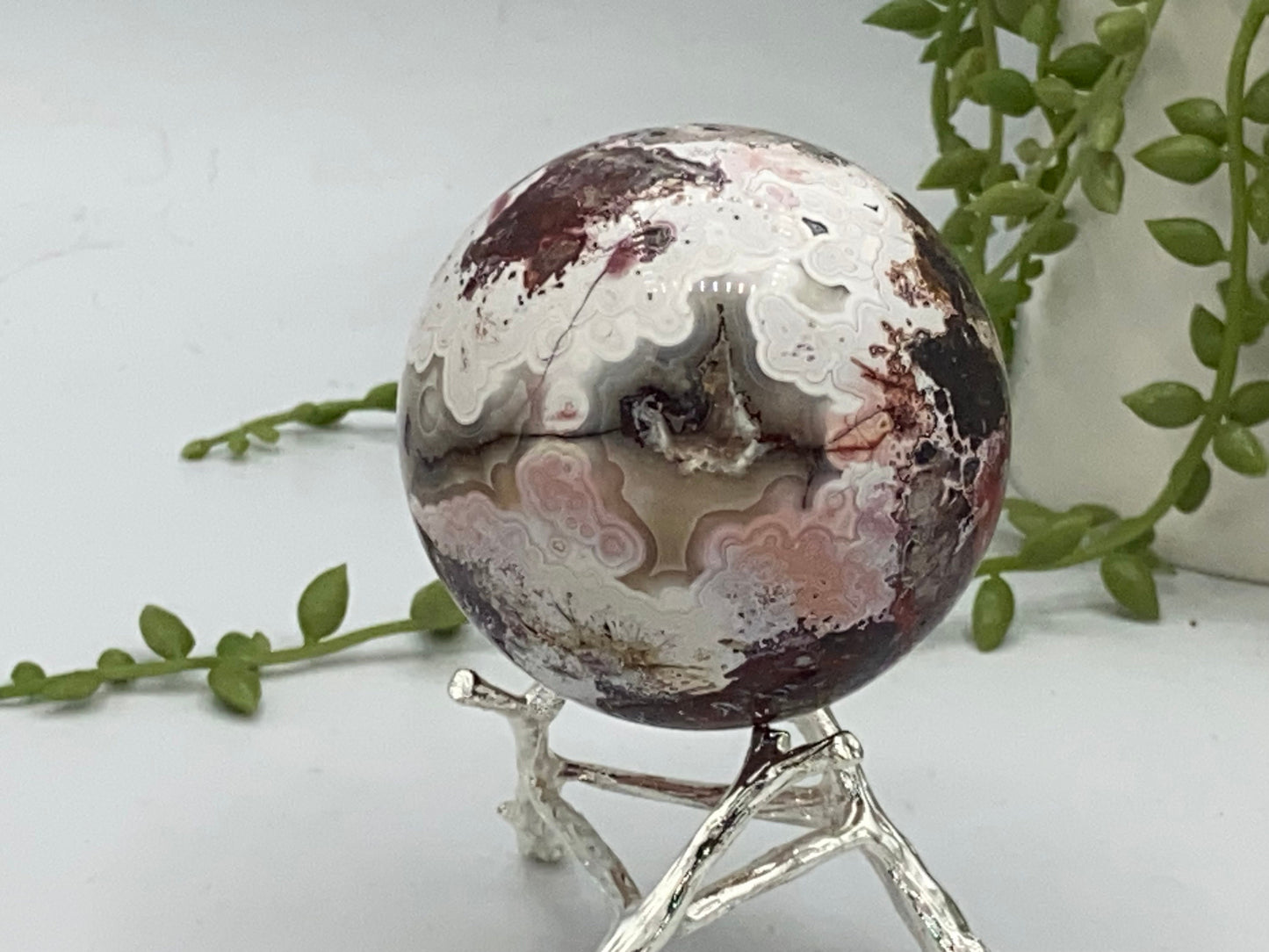 Natural Polished Mexican Lace Agate Sphere Ball, Banded Agate, Divination Ball, Crystal Heal, Chakra, Reiki, Crystal Gift, Mineral Specimen