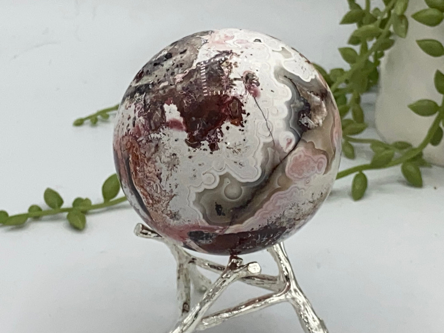 Natural Polished Mexican Lace Agate Sphere Ball, Banded Agate, Divination Ball, Crystal Heal, Chakra, Reiki, Crystal Gift, Mineral Specimen