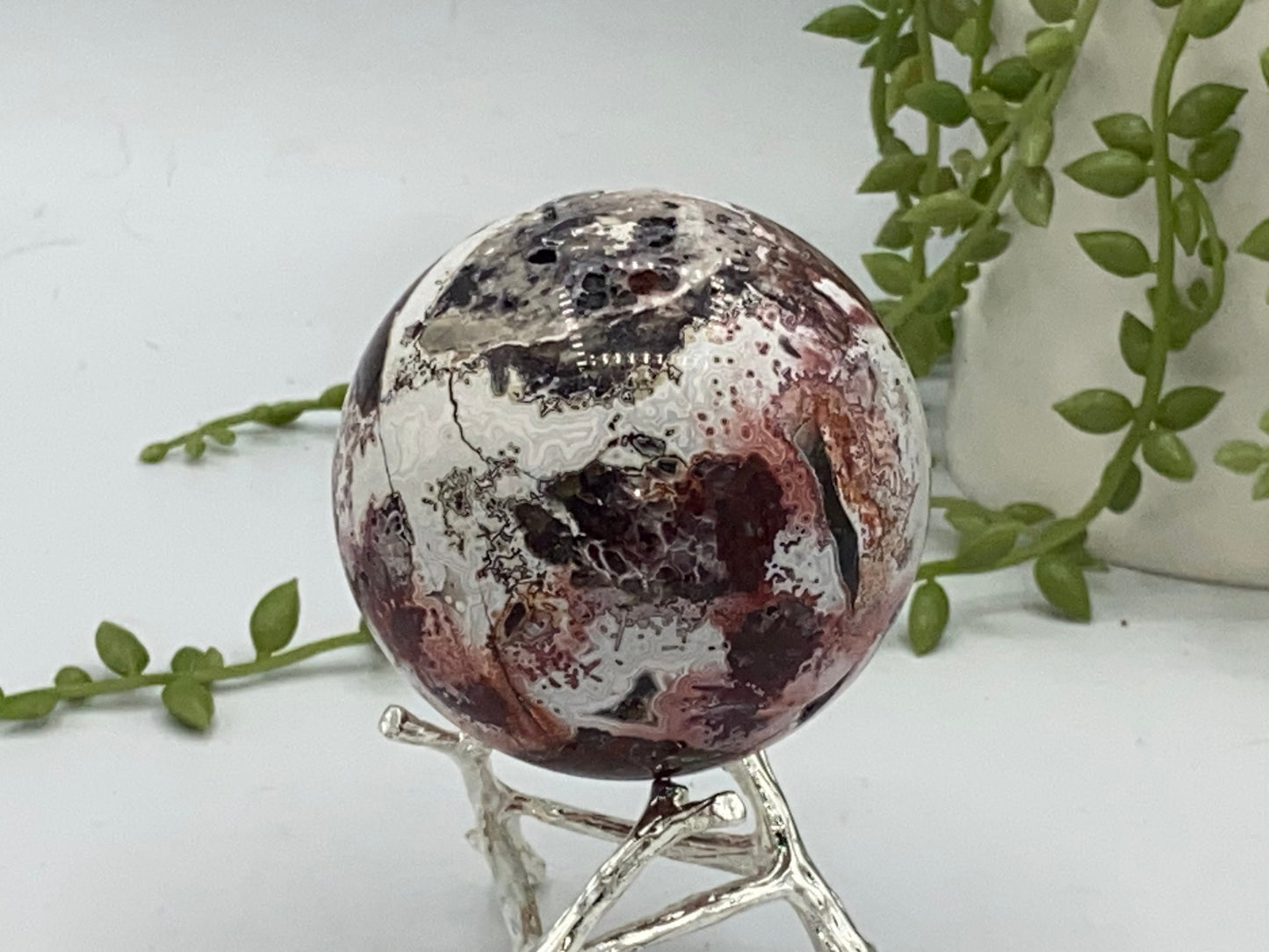 Natural Polished Mexican Lace Agate Sphere Ball, Banded Agate, Divination Ball, Crystal Heal, Chakra, Reiki, Crystal Gift, Mineral Specimen