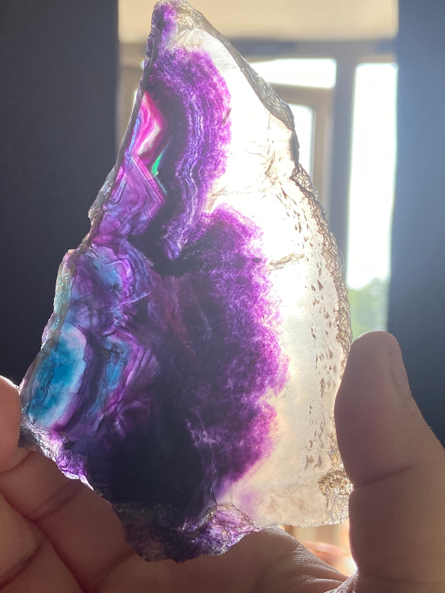 Gorgeous rainbow fluorite large slab (E), Crystal collection, crystal specimen, Rainbow Fluorite Slice, crystal Slice