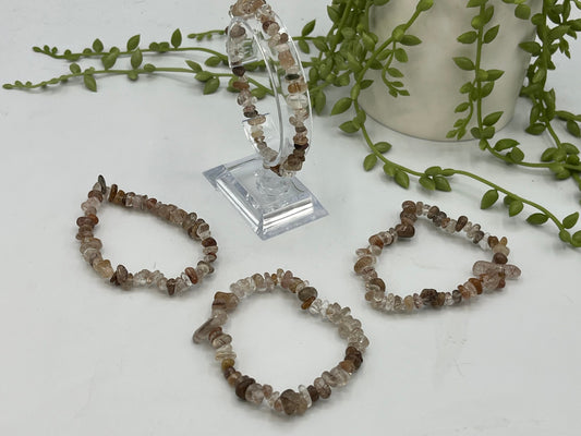 Golden Rutile Quartz/ Golden Rutilated Quartz Chip Bracelet, Natural Rutilated Quartz Chips Bracelet, Rabbit hair quartz, gold rutile,