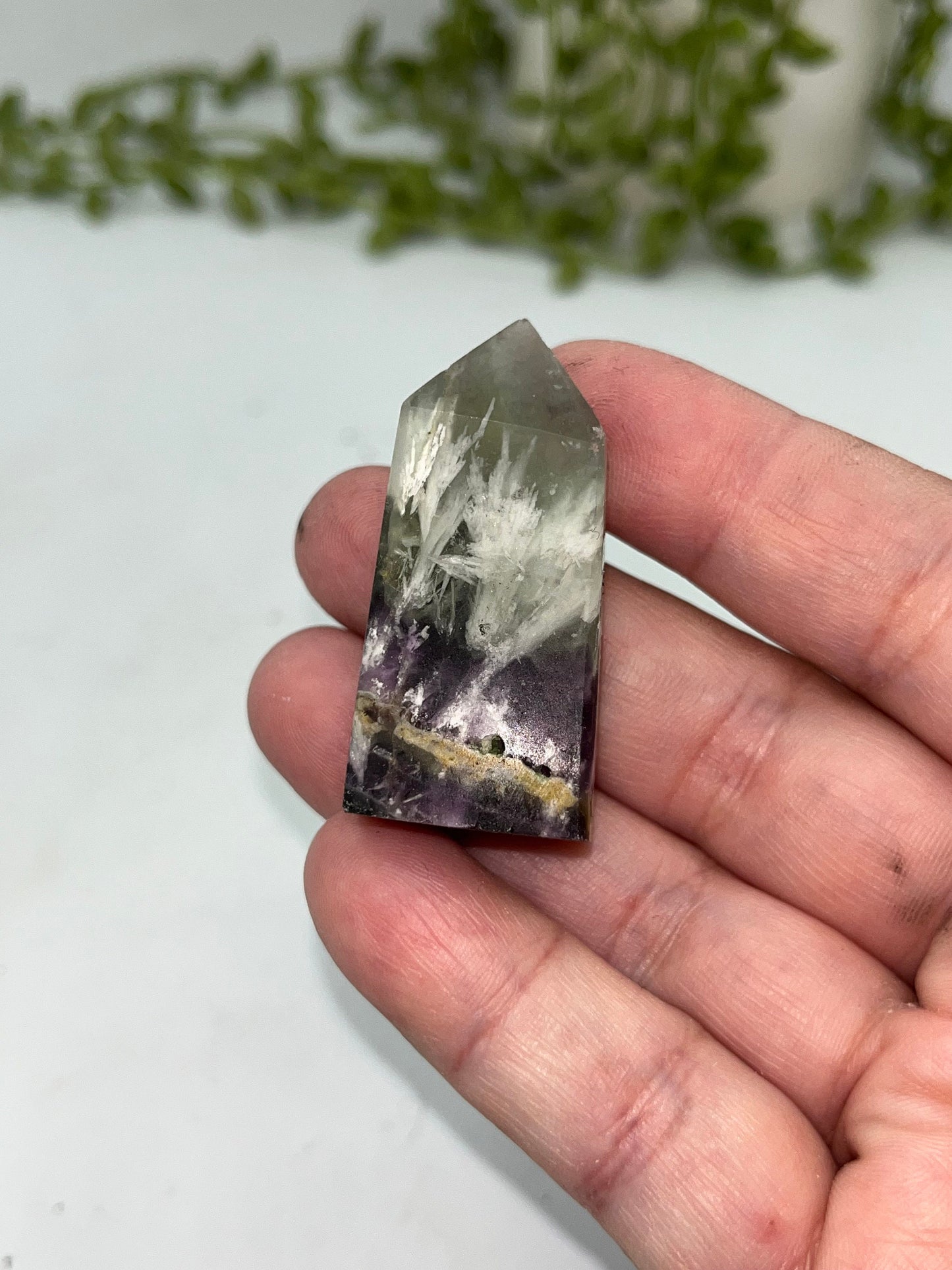 Natural Snowflake Fluorite Tower (A) Fluorite Tower,Crystal Point,Obelisk Tower,Chakra Stone Tower,Healing Crystals,Crystals Specimen