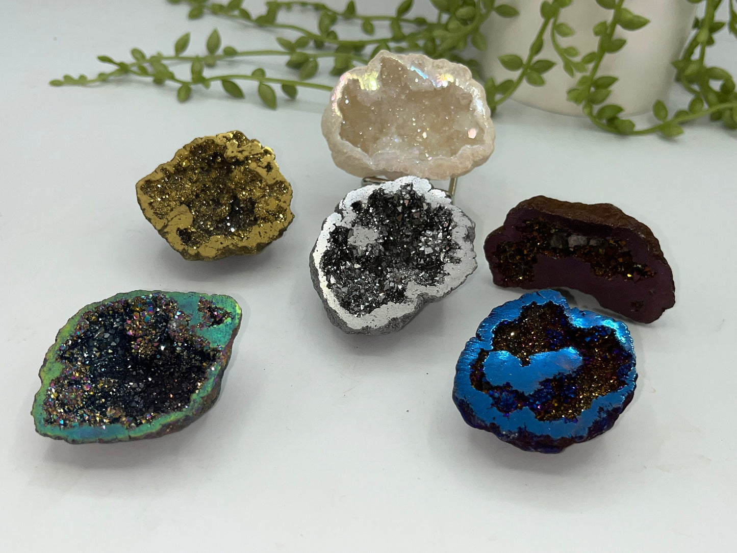 Polished Angel Aura Quartz Geode. Celestial Aura Geode. Druzy Geode Slice, Perfect Gift For Women, Men & Any Crystal Collector Inbetween.