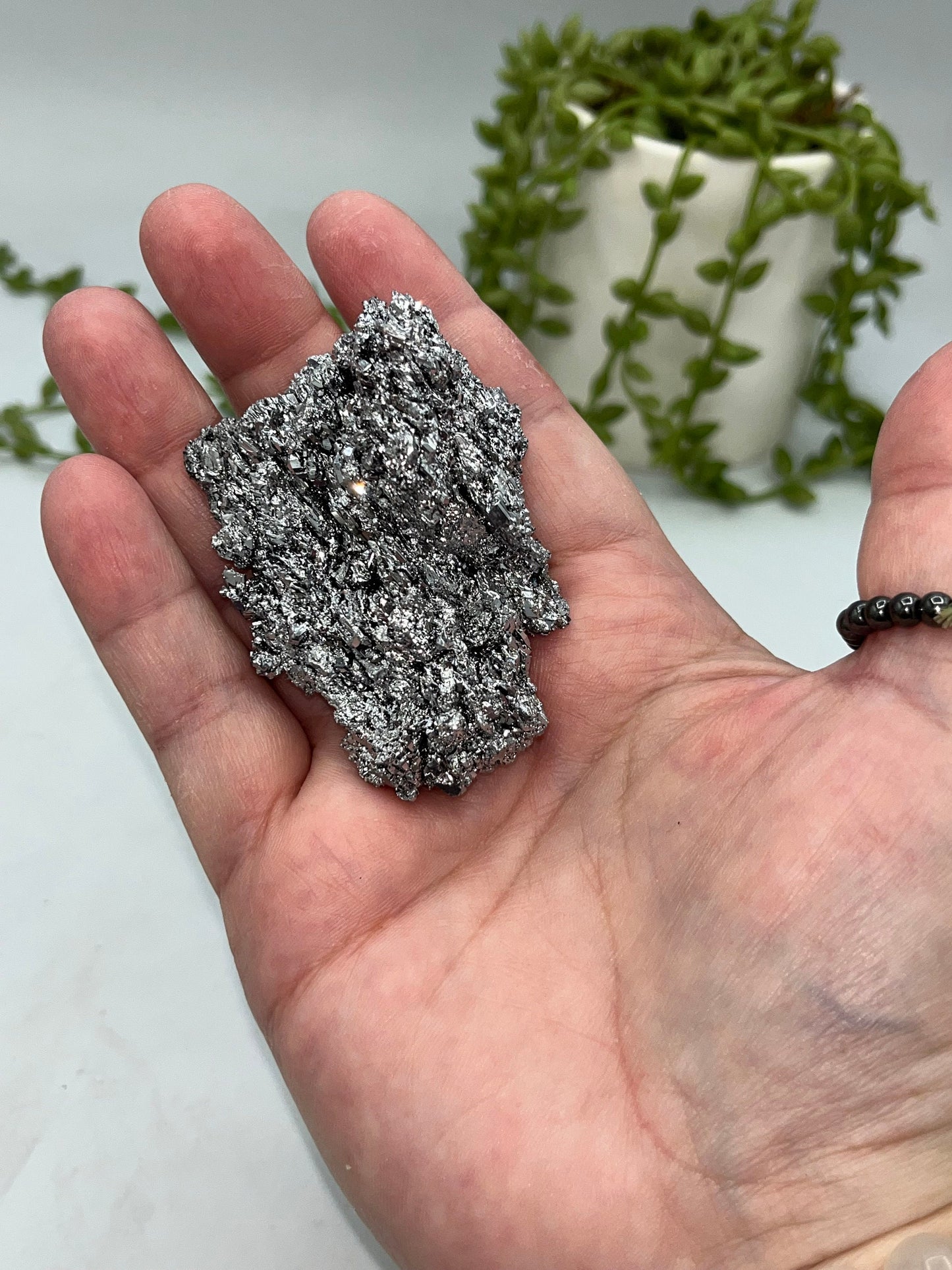 Carborundum Crystal. Aura coated silver Carborundum, perfect gift for Men, Women and any crystal lover. Silicone Carbide