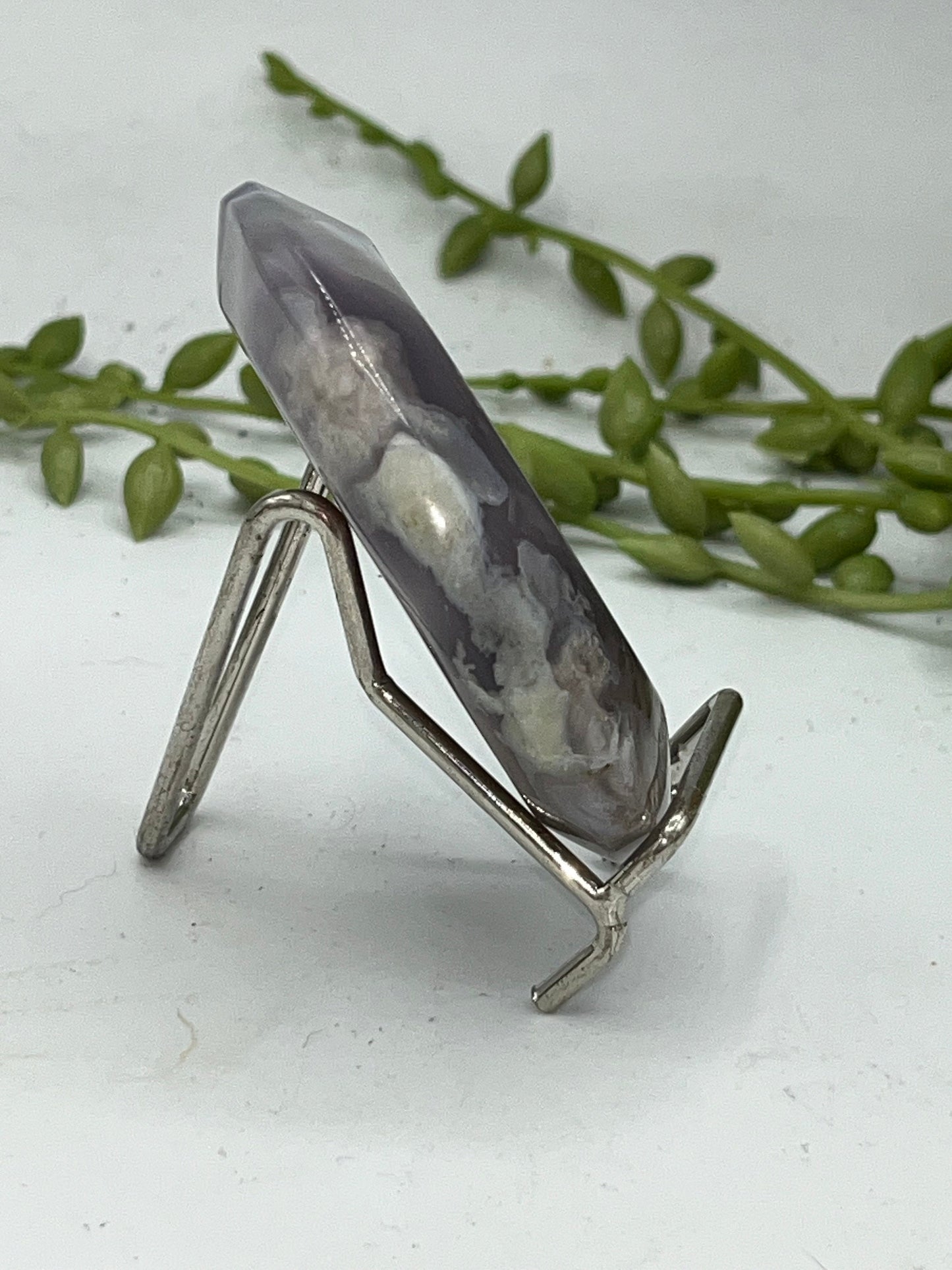 Black Flower Agate Moon, Healing Crystal Moon, Polished Crystal, manifest dreams, eradicate self doubt, sacred femininity, grounding,