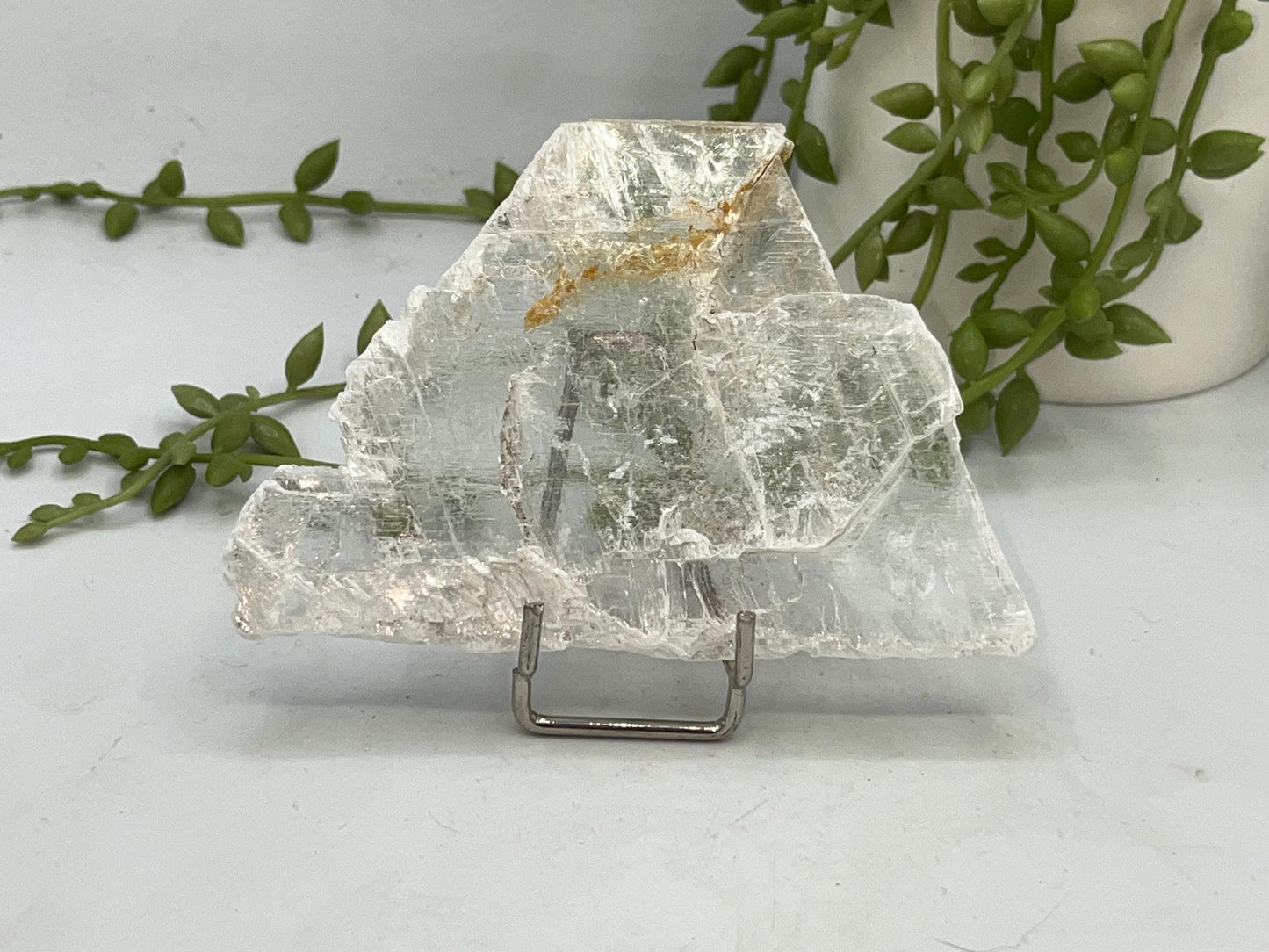 Pure Golden Phantom/Golden Healer Selenite slab (O.2), raw Selenite, Selenite charging plate, Selenite specimen, Iron Oxide