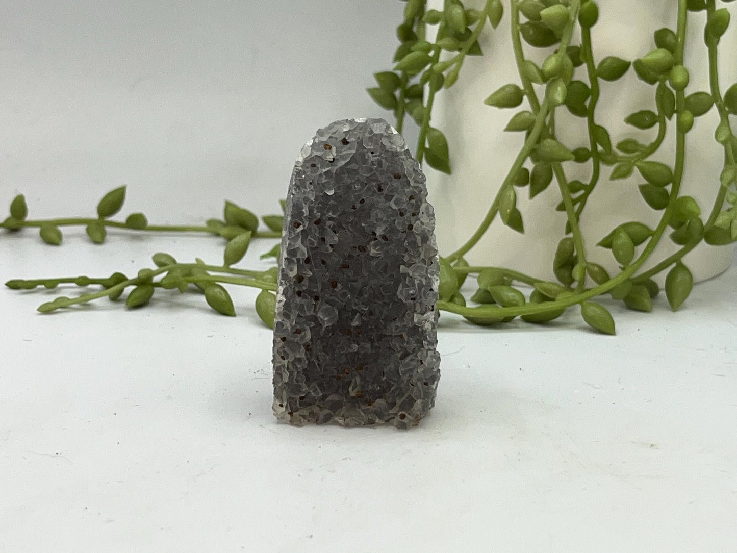 Mini Beautiful Smoky Grey Amethyst Cathedral/Cluster, (3) Amethyst Free Form. Amethyst Geode, Iron Inclusions.