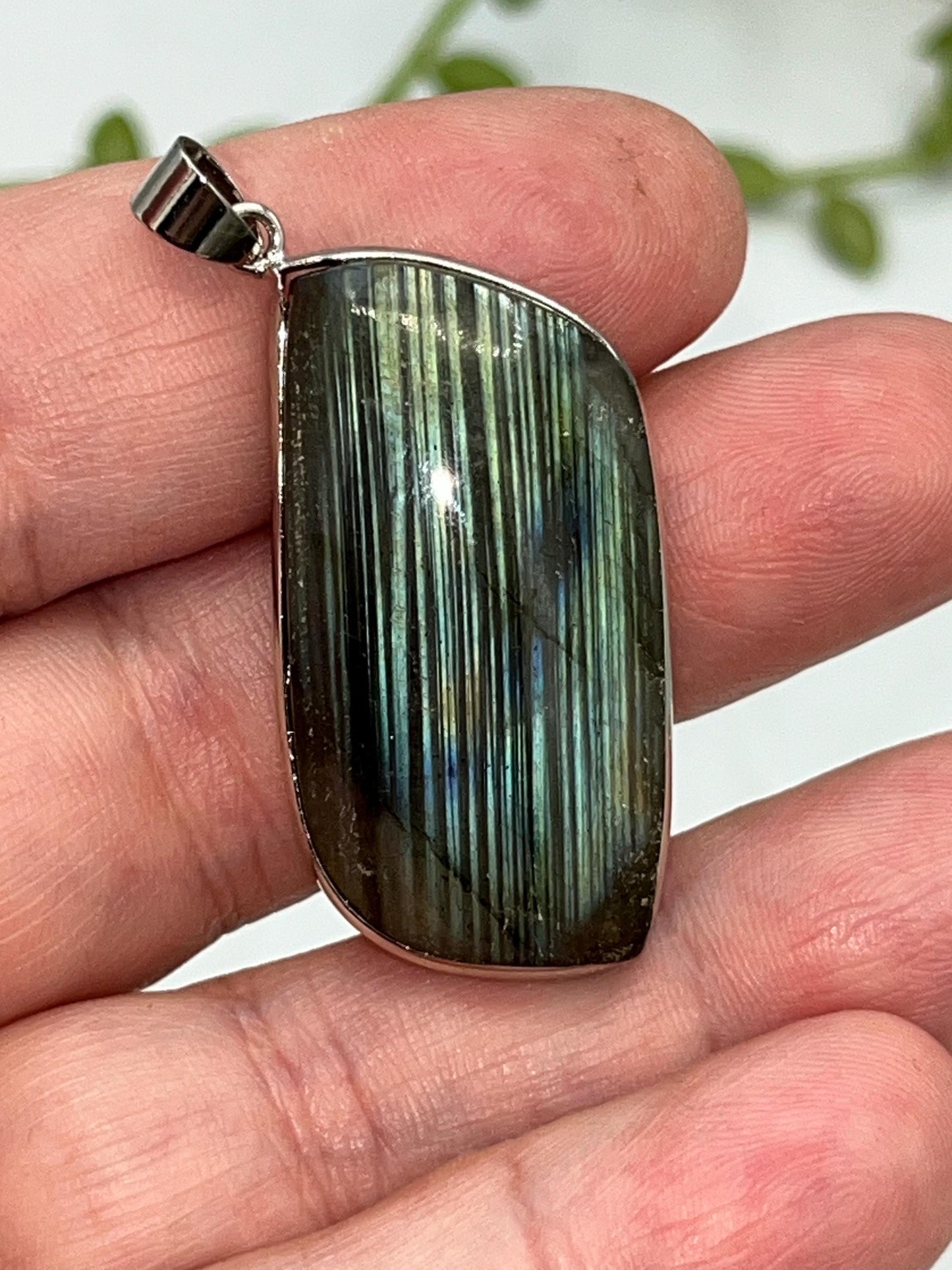 Labradorite Leaf Pendants. Beautiful flash, Green, yellow and orange flash, pick your favourite, perfect gift