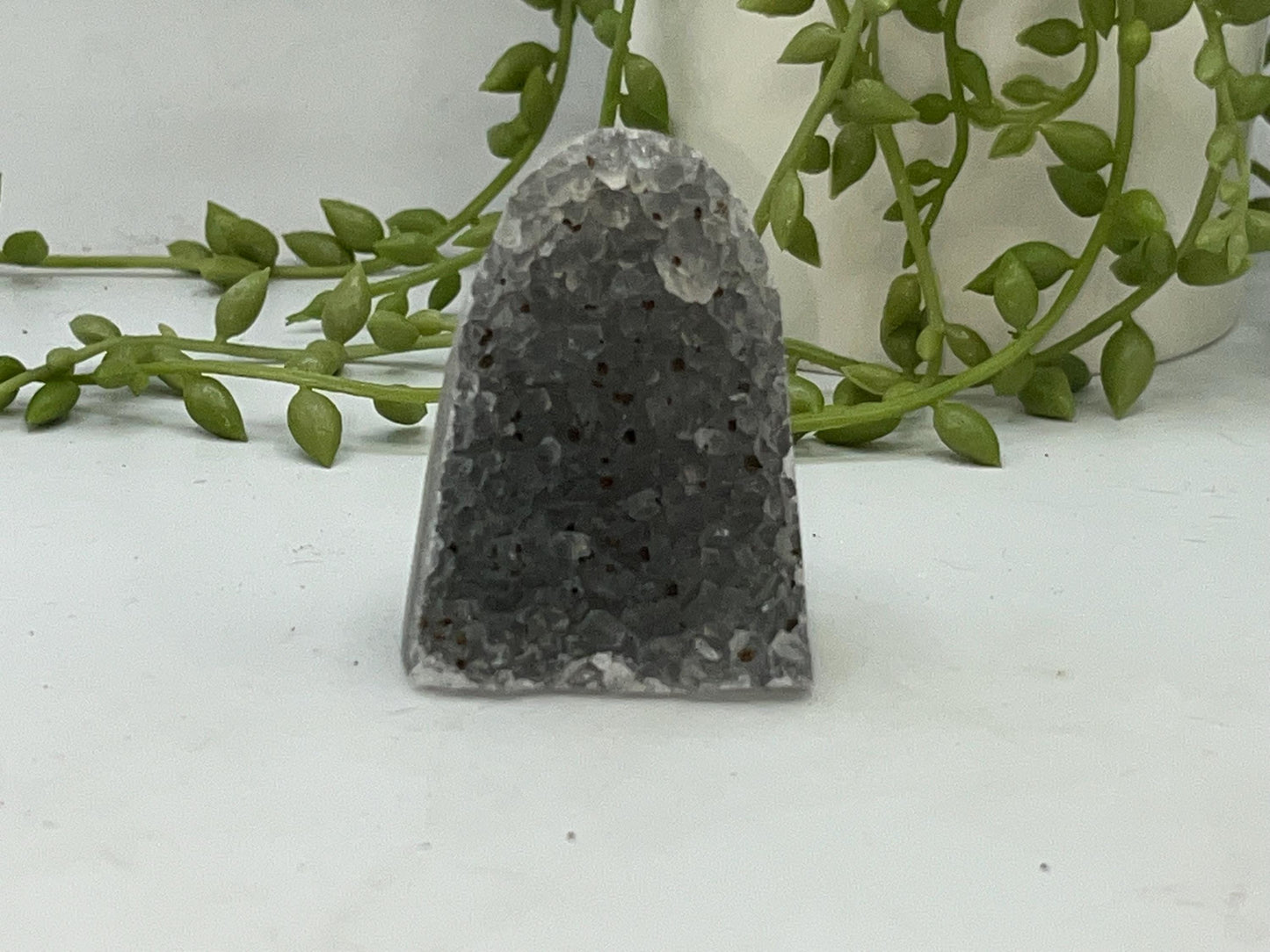 Mini Beautiful Smoky Grey Amethyst Cathedral/Cluster, (4) Amethyst Free Form. Amethyst Geode, Iron Inclusions.